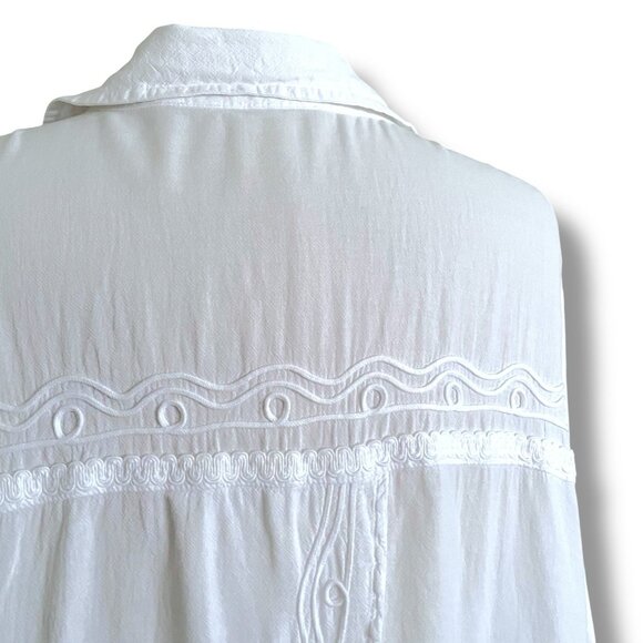 Soft Surroundings Womens Tunic Top Sz 3X White Cotton Boho Embroidered Coastal - Picture 10 of 12